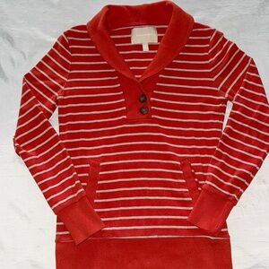Banana Republic Pullover Orange & Tan Stripe Button Accent Shawl Collar Sz XS